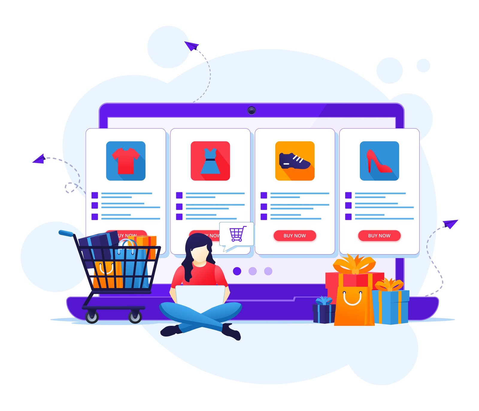 Online shopping concept, A woman chooses and buys products